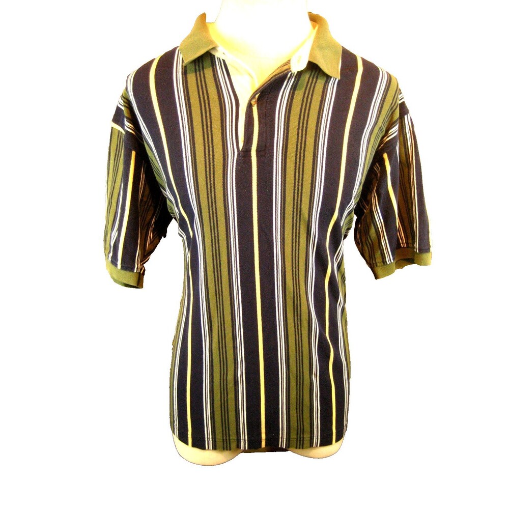 Mens Woods & Gray Stripe SS Deck Polo Golf Casual Shirt sz XL